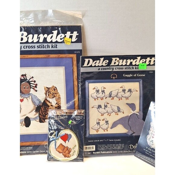 Lot of 5 DALE BURDETT Cross Stitch Vintage Frame Sealed Variety 1980's Original - Picture 3 of 9